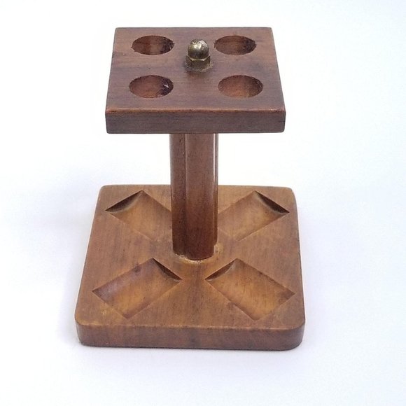 Vintage Wooden 4 Hole Pipe Stand Holder Pedestal - Picture 5 of 9